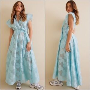 NWT SAMSOE SAMOE Karookh Long Dress Maxi Dress Iced Aqua XS